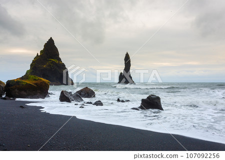 Reynisfjara lava beach view, south Iceland landscape Reynisfjara lava beach view, south Iceland landscape 107092256