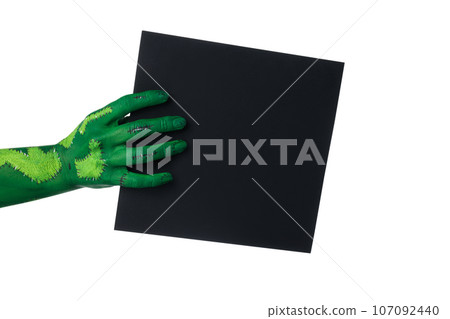 PNG, zombie hands holding a sheet of black paper, isolated on white background. PNG, zombie hands holding a sheet of black paper, isolated on white background. 107092440