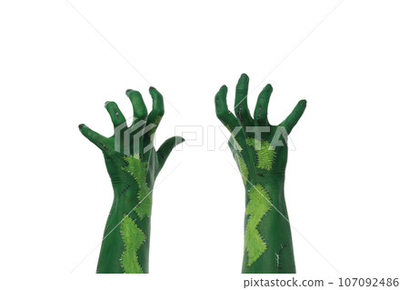 PNG green zombie hands isolated on white background. 107092486