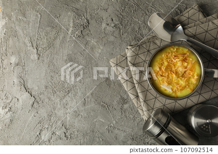 Tasty lunch concept with delicious cheese soup 107092514