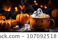 Halloween fun♪ Cute marshmallow ghost and hot chocolate 107092518