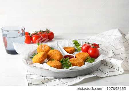Fried mozzarella, tasty and delicious food, tasty fried food Fried mozzarella, tasty and delicious food, tasty fried food 107092665