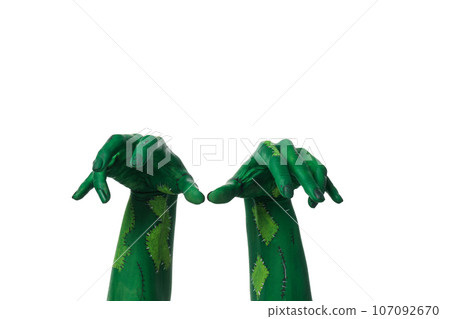 PNG green zombie hands isolated on white background. 107092670