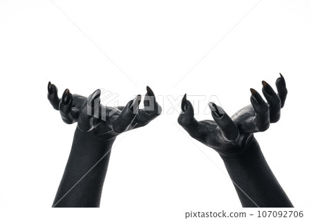 PNG, black painted hands, isolated on white background. PNG, black painted hands, isolated on white background. 107092706