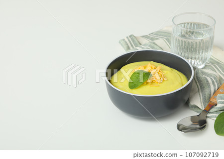 Tasty lunch concept with delicious cheese soup 107092719