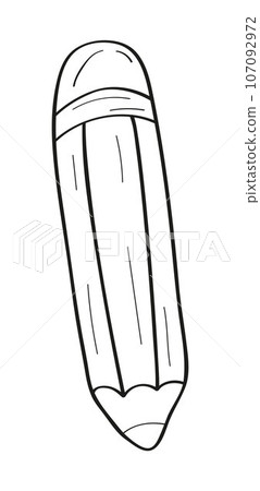 Pencil doodle icon vector. Stationery sketch style. Outline marker, stylus, highlighter 107092972