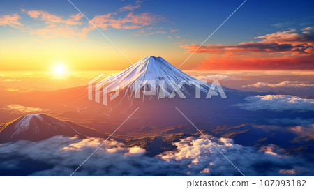 Sunrise on Mt. Fuji: the beginning of a new day 107093182