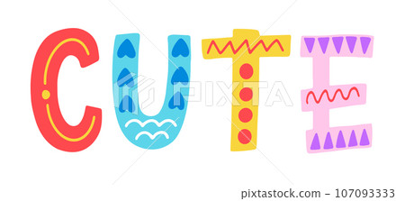 Cute Decorative Lettering Word Typography Design 107093333