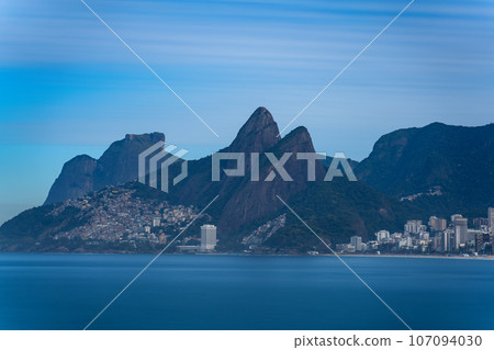 Long Exposure View of Leblon in Rio de Janeiro with Silky Sea View Long Exposure View of Leblon in Rio de Janeiro with Silky Sea View 107094030