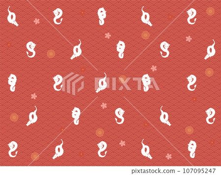 Dragon and Japanese pattern 107095247