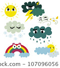 Cute clouds. Weather emotions. Vector set 107096056