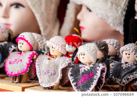 Small souvenir dolls from Nobsa in the department of Boyaca dressed with the traditional ruana and knitted hat Small souvenir dolls from Nobsa in the department of Boyaca dressed with the traditional ruana and knitted hat 107096684