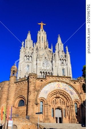 Expiatory Church of the Sacred Heart of Jesus on the summit of Mount Tibidabo in Barcelona, Catalonia, Spain Expiatory Church of the Sacred Heart of Jesus on the summit of Mount Tibidabo in Barcelona, Catalonia, Spain 107096791