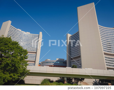 Vienna, Austria - July 27, 2023: UN headquarters building in the Austrian capital 107097105