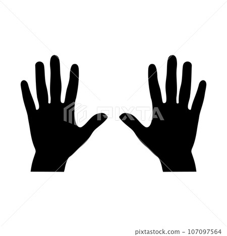 Two hands sign, hands vector silhouette. Right and left hand shape Two hands sign, hands vector silhouette. Right and left hand shape 107097564