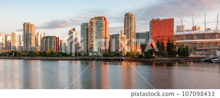 False Creek in downtown Vancouver, British Columbia, Canada. Panorama. Sunrise False Creek in downtown Vancouver, British Columbia, Canada. Panorama. Sunrise 107098433