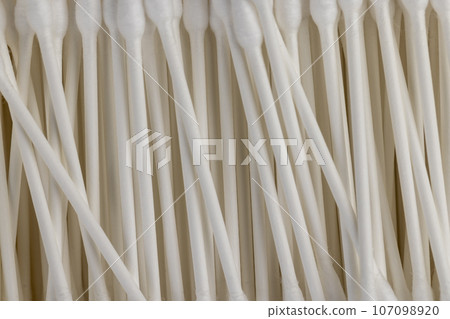 hygiene sticks with natural cotton close-up 107098920