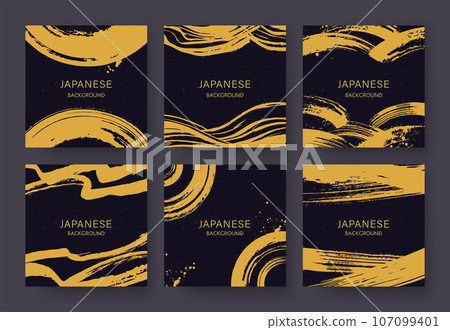 golden japanese brush background material 107099401