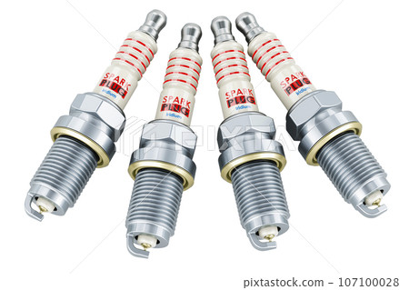 Spark plugs. Iridium Spark Plugs, 3D rendering 107100028