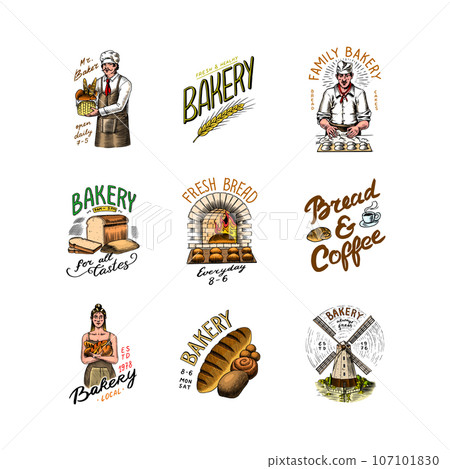 Bread, long loaf or baguette. Engraved hand drawn in old sketch and vintage style for label, logo Bread, long loaf or baguette. Engraved hand drawn in old sketch and vintage style for label, logo 107101830