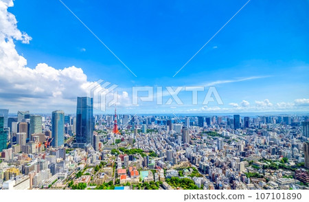 Tokyo 2023 summer rising thunder clouds Tokyo 2023 summer rising thunder clouds 107101890