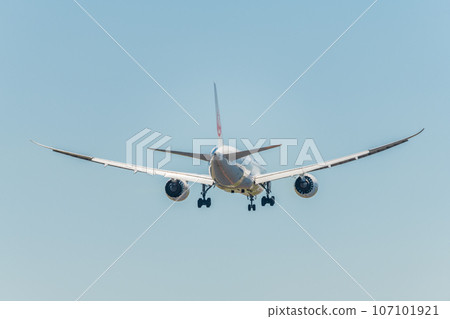 [從城南島海濱公園上空準備降落的日航飛機後視圖] 107101921