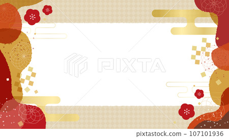 Red and gold Japanese style frame vector material perfect for New Year's cards 107101936
