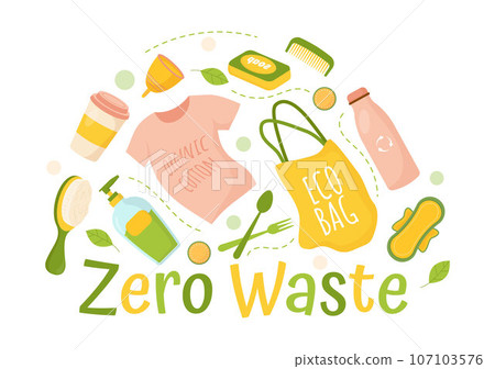 Zero Waste Vector Illustration of Eco Friendly with Recyclable and Reusable Products for Save the Planet and Go Green in Flat Cartoon Background Zero Waste Vector Illustration of Eco Friendly with Recyclable and Reusable Products for Save the Planet and Go Green in Flat Cartoon Background 107103576