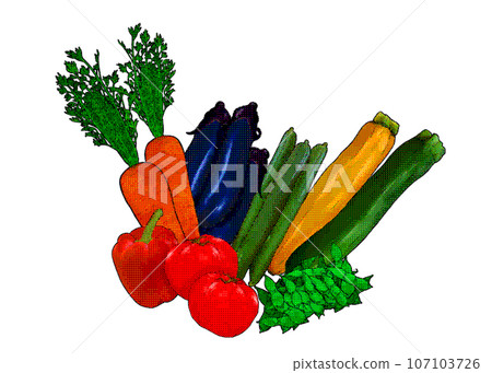 綠色和黃色蔬菜的插圖素材 107103726