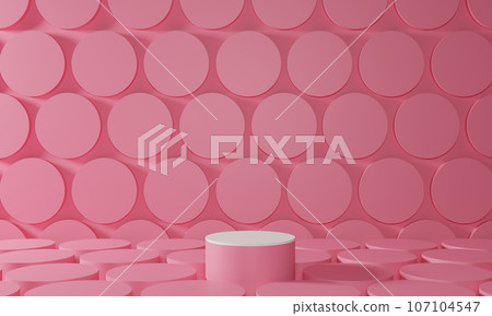 pink showcase with neon light in the pink room.3d rendering. 107104547