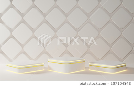 white stand and wall background in the white room.3d rendering. 107104548
