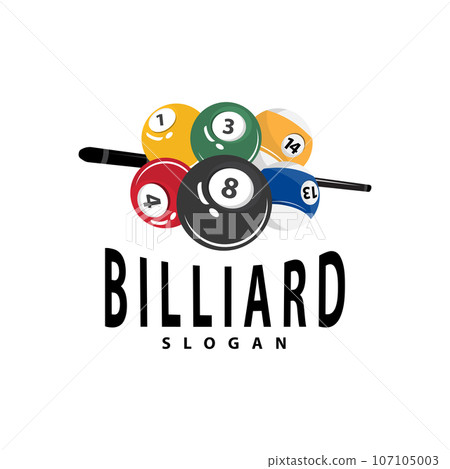 Billiard Logo Minimalist Design Ball and Stick Symbol Illustration Template 107105003