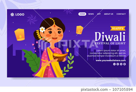 Happy Diwali Social Media Landing Page Cartoon Hand Drawn Templates Background Illustration Happy Diwali Social Media Landing Page Cartoon Hand Drawn Templates Background Illustration 107105894