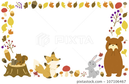 Autumn frame of cute animals Autumn frame of cute animals 107106467