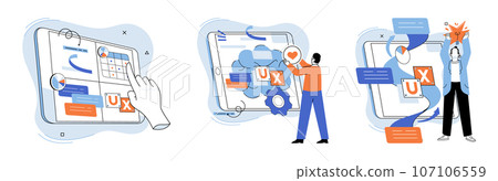 Application testing metaphor. Vector illustration. Application testing, refining process for well-oiled software mechanism App test, mock drill that prepares app for real-world scenarios Software Application testing metaphor. Vector illustration. Application testing, refining process for well-oiled software mechanism App test, mock drill that prepares app for real-world scenarios Software 107106559