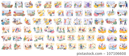 Game together. Family fun. Friendship time. Vector illustration. Board games promote healthy communication and problem-solving skills Engaging in game with loved ones fosters sense of belonging and 107106608