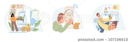 People analysis budget. Calculate financial plan of save income and expense management. Budget planning, balanced budget, company budget management. Financial high return on investment, fund raising People analysis budget. Calculate financial plan of save income and expense management. Budget planning, balanced budget, company budget management. Financial high return on investment, fund raising 107106618