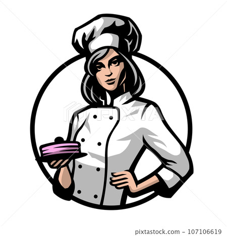 Chef in headdress. Logo, emblem. Chef in headdress. Logo, emblem. 107106619