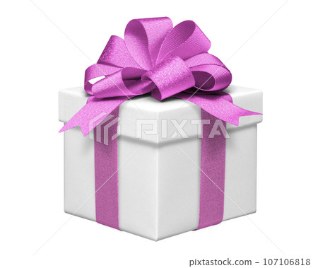 帶有粉紅色法式蝴蝶結緞帶的禮物盒 帶有粉紅色法式蝴蝶結緞帶的禮物盒 107106818