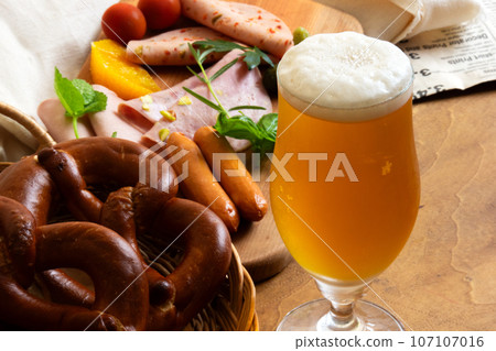 Beer poured into a glass Beer poured into a glass 107107016