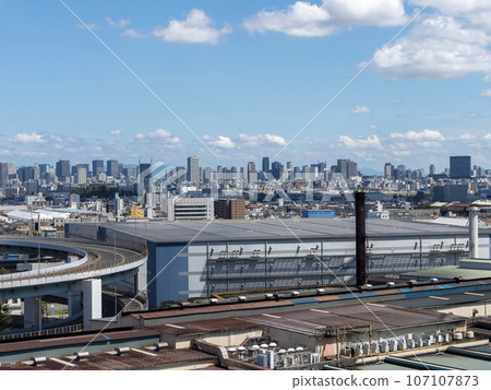 Osaka city seen from the bridge Osaka city seen from the bridge 107107873