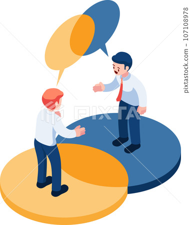 Isometric Business People Talking and Thinking Overlaps to Each Other 107108978
