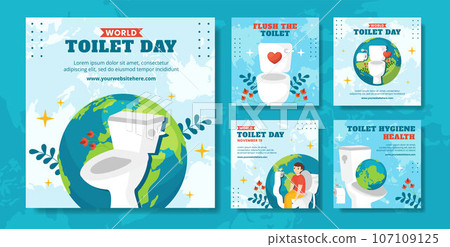 Toilet Day Social Media Post Flat Cartoon Hand Drawn Templates Background Illustration 107109125