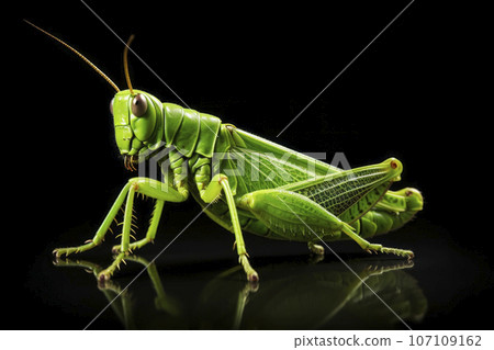 Green grasshopper on a light background. Generative AI Green grasshopper on a light background. Generative AI 107109162