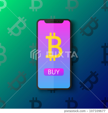 Bitcoin digital wallet flat icon design symbol isolated vector illustration. Crypto currency. Smartphone with a sign bitcoin 107109677