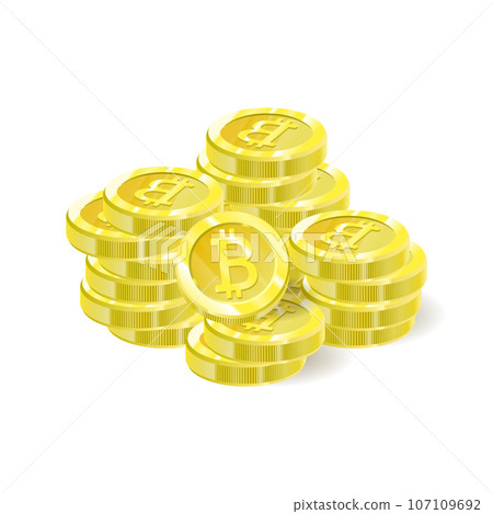 Bitcoins, a stack of isolation coins. Digital future Crypto currency, mining, electronic payments. Vector illustration Bitcoins, a stack of isolation coins. Digital future Crypto currency, mining, electronic payments. Vector illustration 107109692
