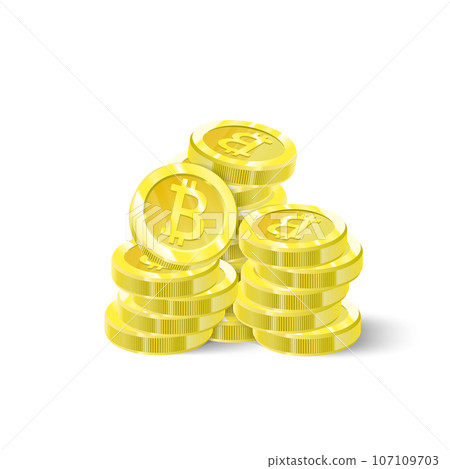 Bitcoins, a stack of isolation coins. Digital future Crypto currency, mining, electronic payments. Vector illustration Bitcoins, a stack of isolation coins. Digital future Crypto currency, mining, electronic payments. Vector illustration 107109703