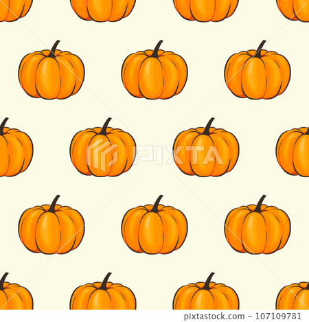 Pumpkin isolated seamless wallpaper pattern wrap cartoon style. Vector illustration on Autumn and Celebration for Thanksgiving for your projects Pumpkin isolated seamless wallpaper pattern wrap cartoon style. Vector illustration on Autumn and Celebration for Thanksgiving for your projects 107109781