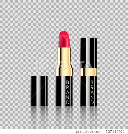 Lipstick cosmetics in package design mock-up realistic style isolated on Transparent background Vector Illustration. Lipstick cosmetics in package design mock-up realistic style isolated on Transparent background Vector Illustration. 107110021