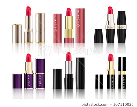Lipstick Collection set of different cosmetics packaging design Mock-Up realistic style isolated 107110025